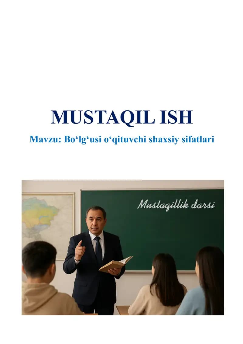 Bo'lg'usi o'qituvchi shaxsiy sifatlari (Бўлғуси ўқитувчининг шахсий сифатлари)
