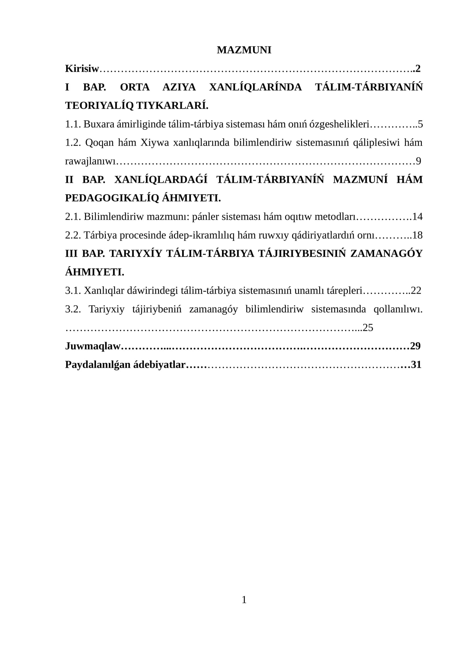 XANLÍQLARDAǴÍ TÁLIM-TÁRBIYA TÁJIRIYBESINIŃ ZAMANAGÓY ÁHMIYETI