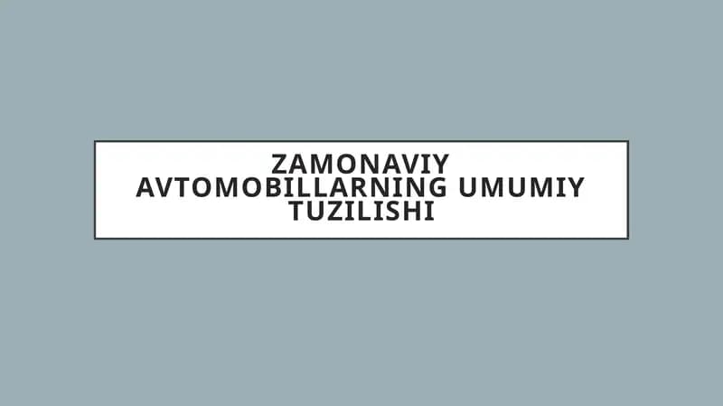 Zamonaviy avtomobillar