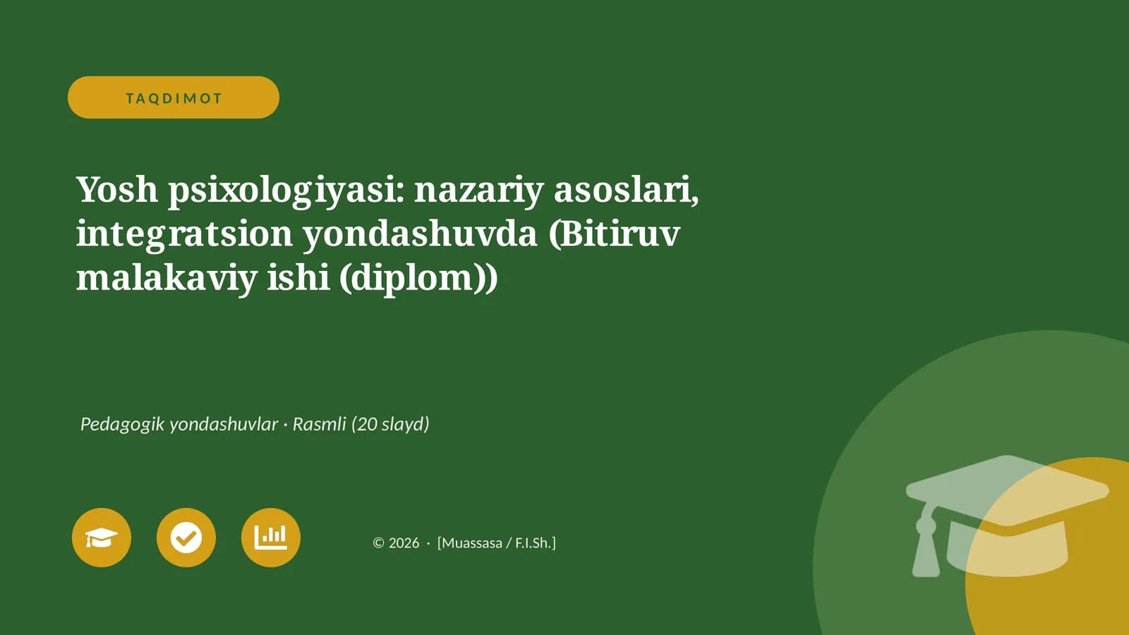 Yosh psixologiyasi: nazariy asoslari, integratsion yondashuvda (Bitiruv malakaviy ishi (diplom))