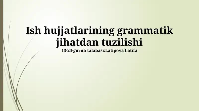 Da'vo Hujjatlarining Grammatik Tuzilishi