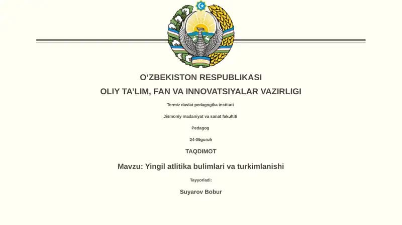 Yengil atletika bulimlari va turkimlanishi