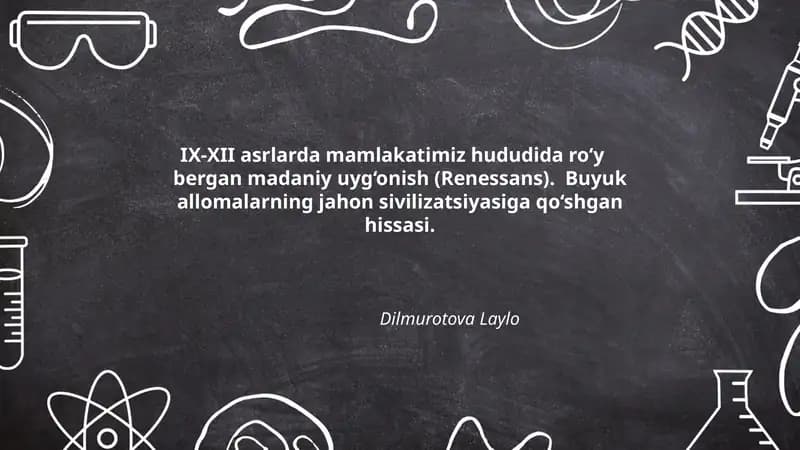 IX-XII asrlarda mamlakatimiz hududida ro‘y  bergan madaniy uyg‘onish (Renessans)