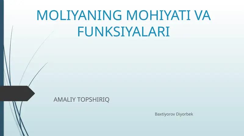 Moliyaning mohiyati va funksiyalari slayd