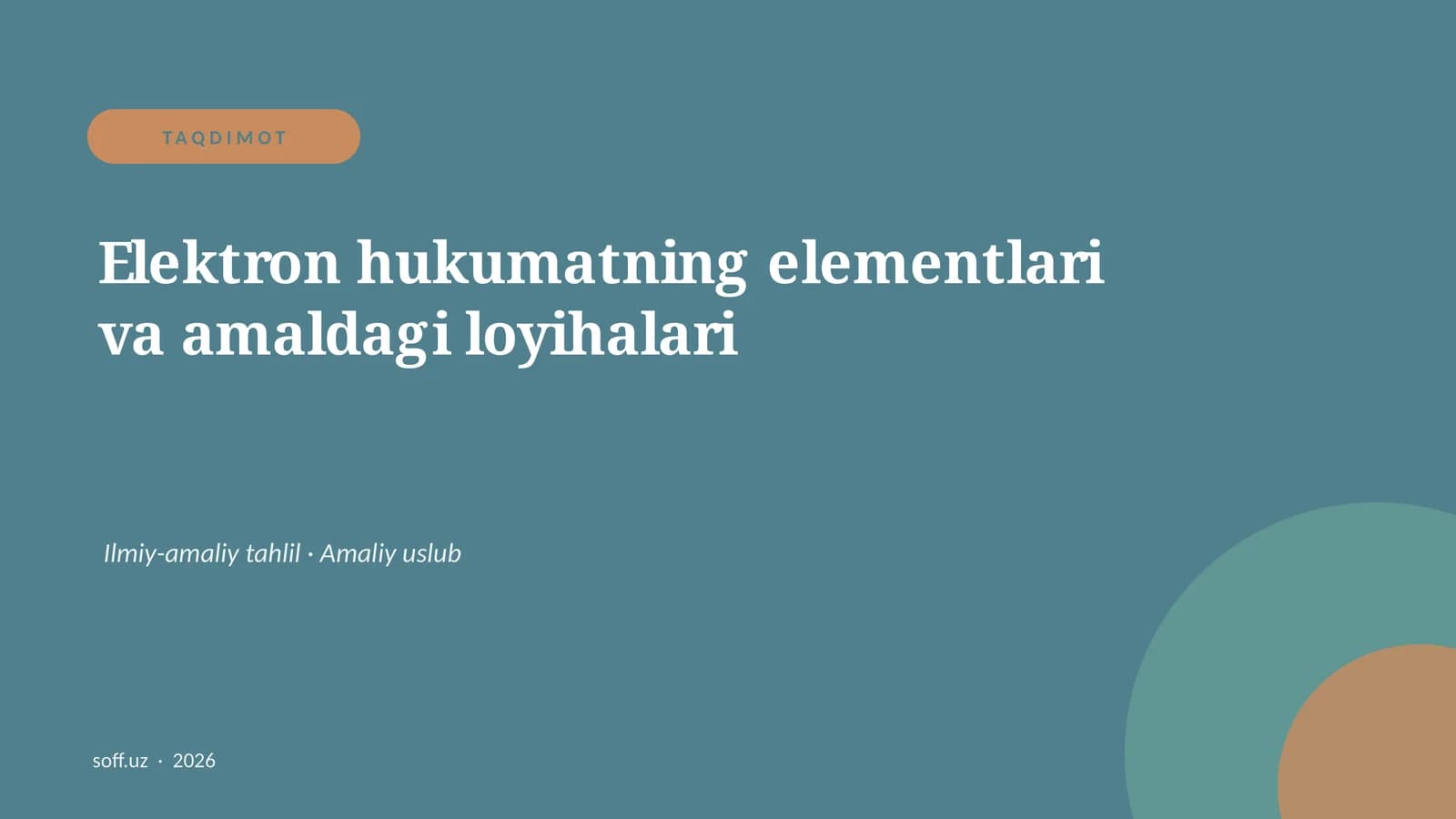 Elektron hukumatning elementlari va amaldagi loyihalari