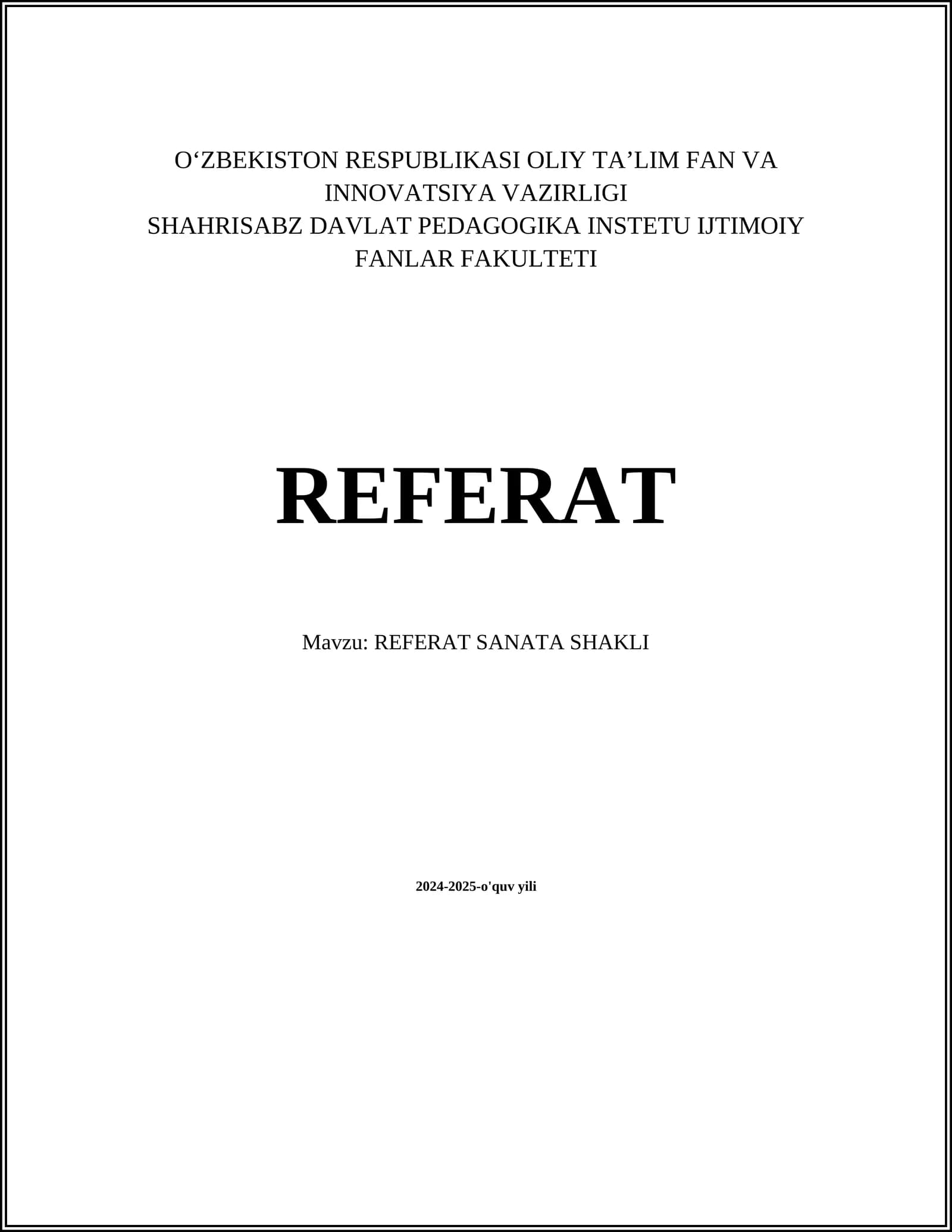 REFERAT SANATA SHAKLI