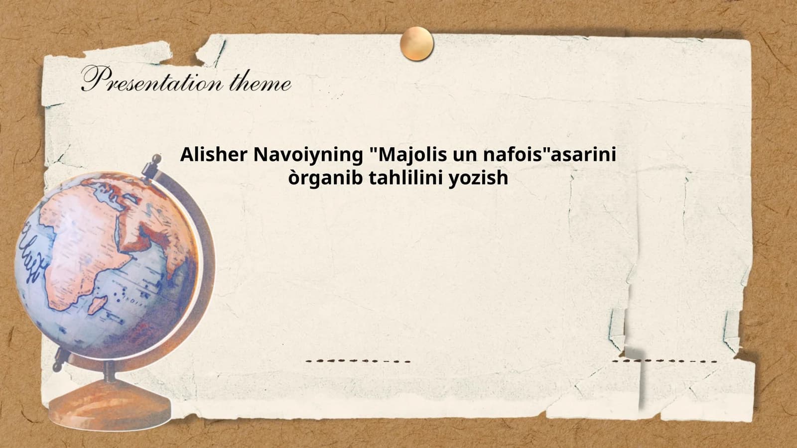 Alisher Navoiyning "Majolis un nafois" asarini òrganib tahlilini yozish