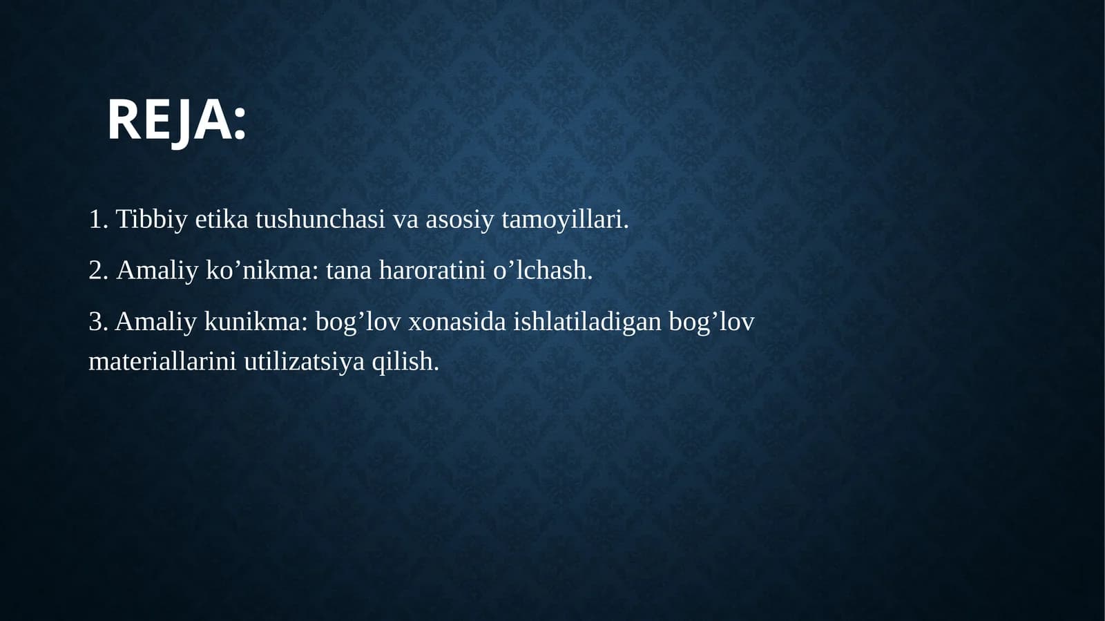 Tibbiy etika tushunchasi va asosiy tamoyillari