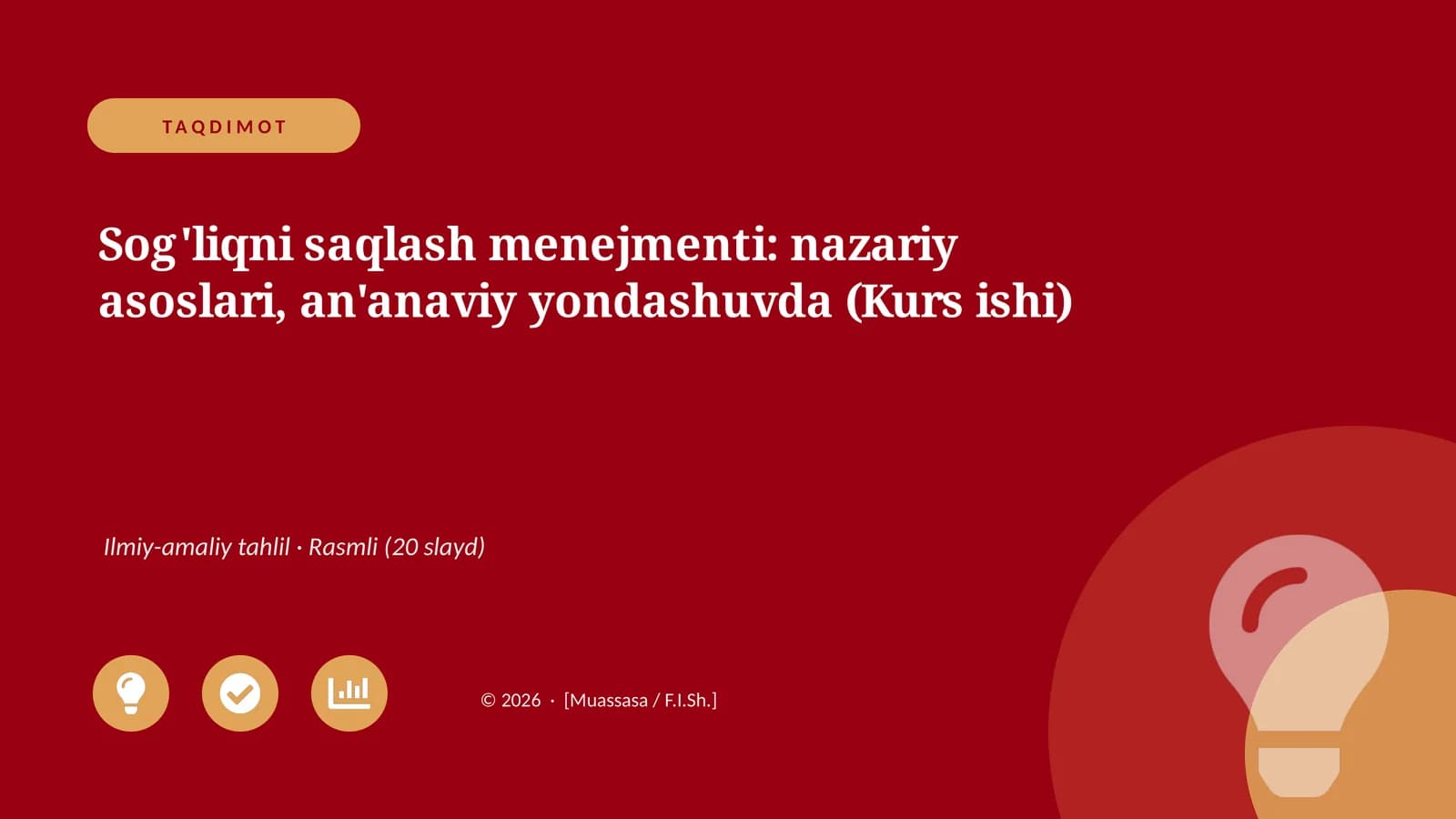 Sog'liqni saqlash menejmenti: nazariy asoslari, an'anaviy yondashuvda (Kurs ishi)