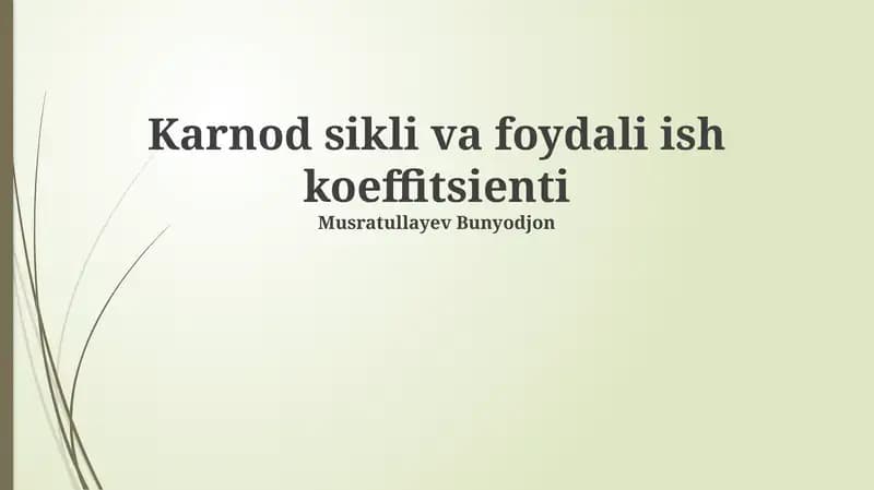 Karno sikli va foydali ish koeffitsienti