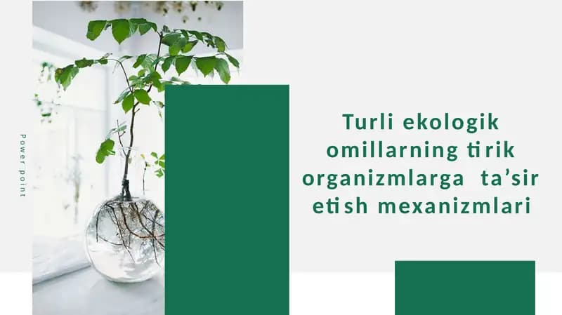 Turli ekologik omillarning tirik organizmlarga  ta’sir etish mexanizmlari