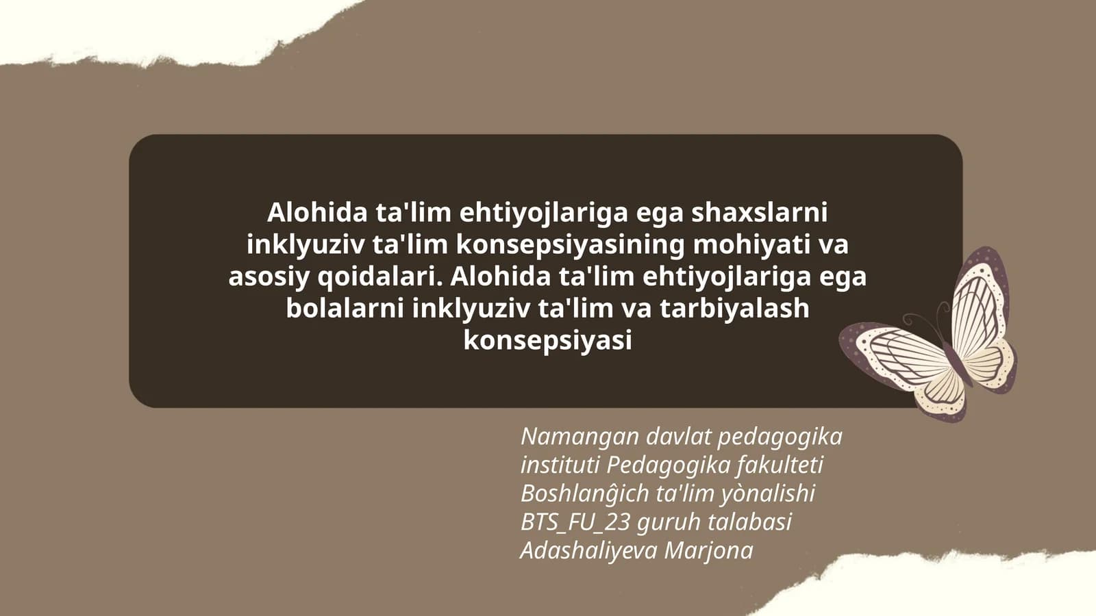Alohida ta'lim ehtiyojlariga ega shaxslarni inklyuziv ta'lim konsepsiyasining mohiyati va asosiy qoidalari. Alohida ta'lim ehtiyojlariga ega bolalarni inklyuziv ta'lim va tarbiyalash konsepsiyasi