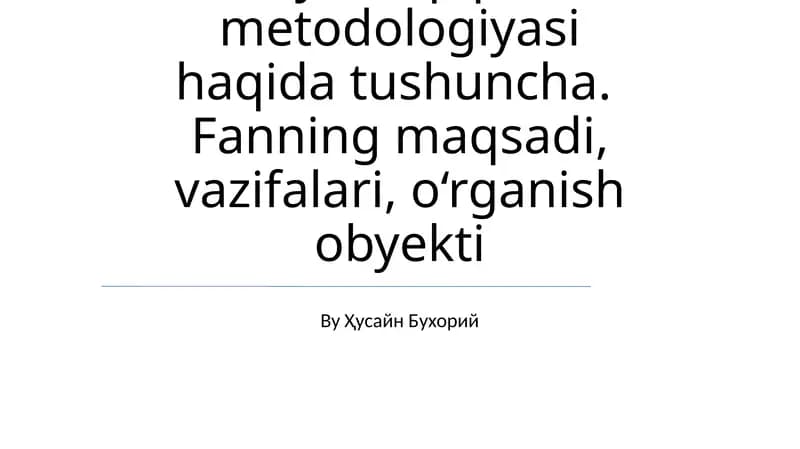 Ilmiy Tadqiqotlar Metodologiyasi