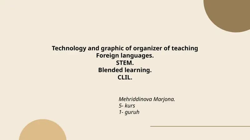 Technology and graphic of organizer of teaching Foreign languages