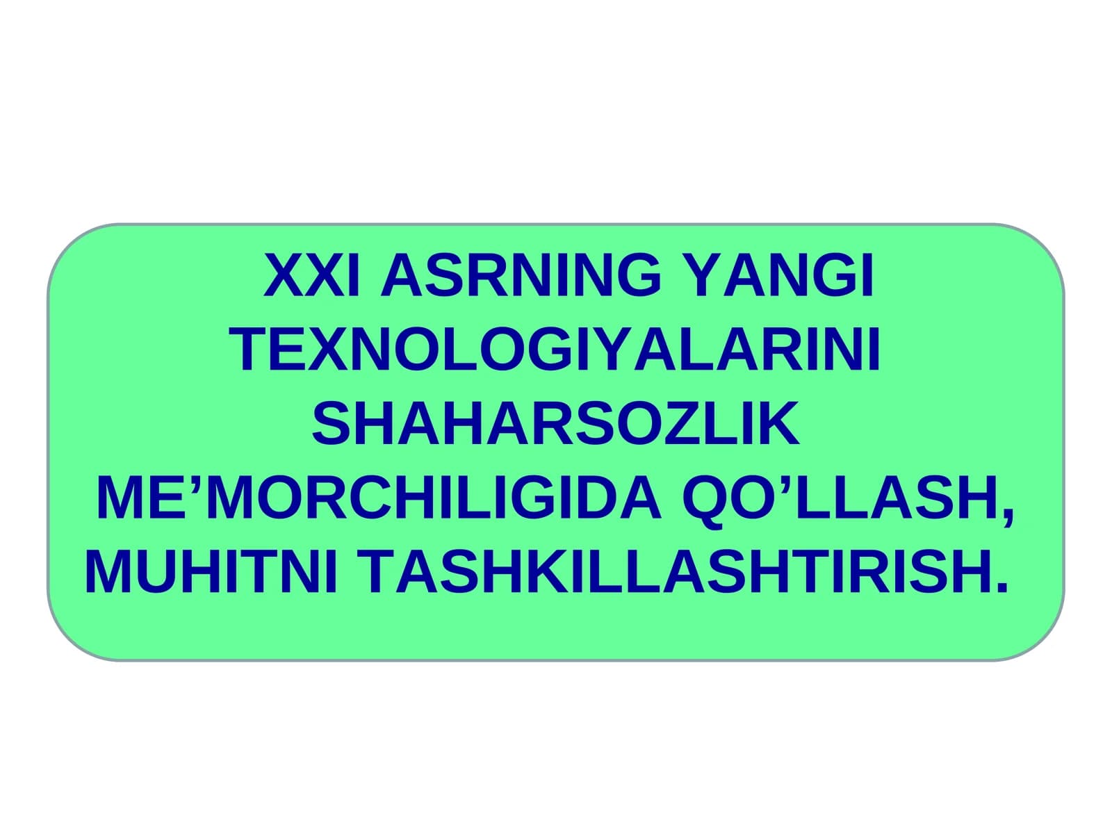 Shaharsozlikni rivojlantirish