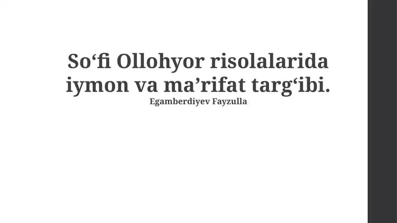 So‘fi Ollohyor risolalarida iymon va ma’rifat targ‘ibi