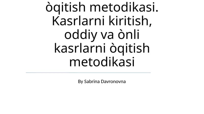 Tabiiy sonlarni òqitish metodikasi
