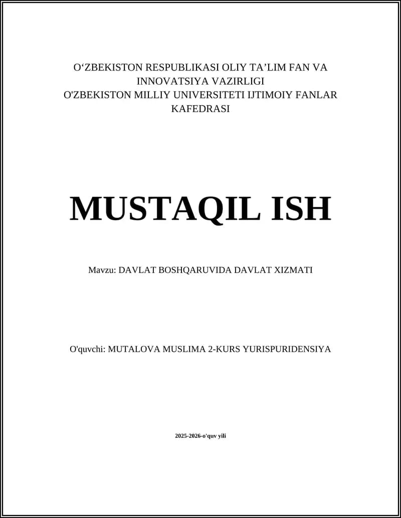DAVLAT XIZMATI