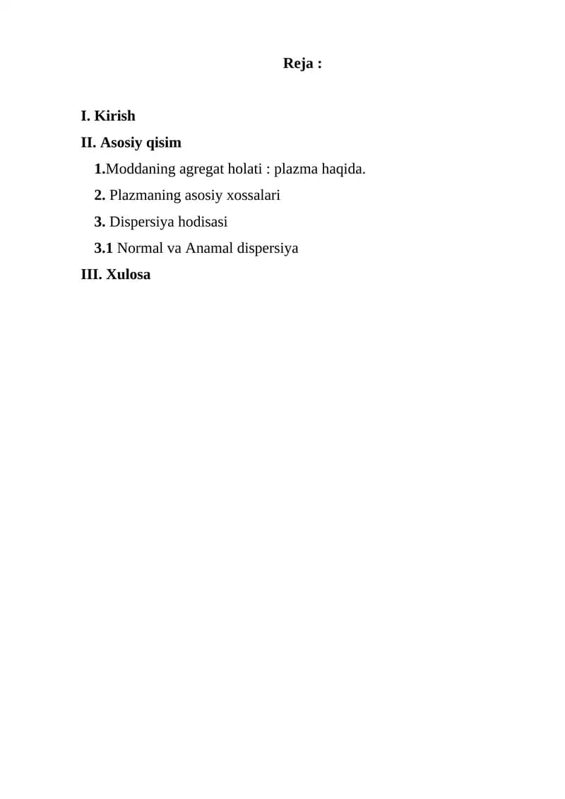 Moddaning agregat holati: plazma haqida