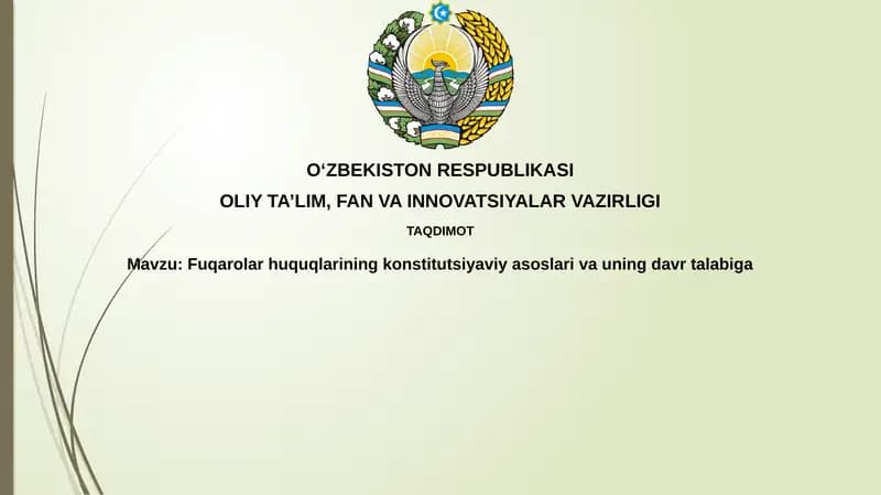 Qashshoqlik huquqlarining konstitutsiyaviy asoslari