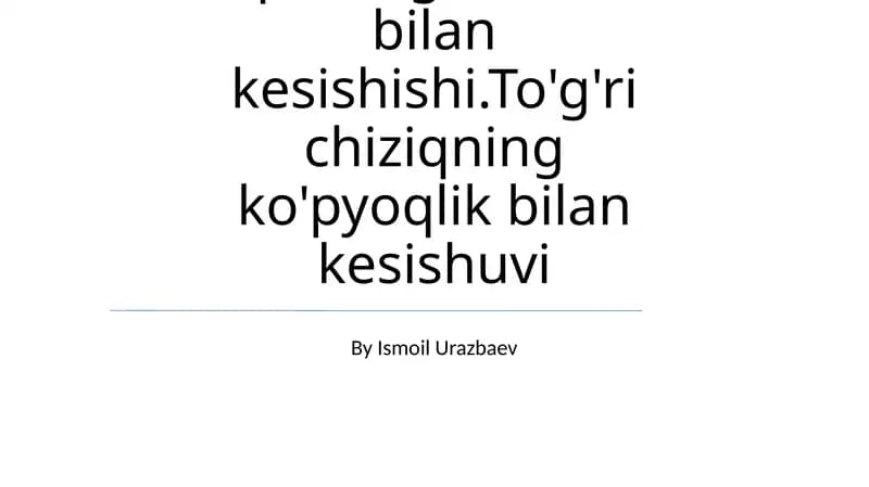 Ko'pyoqliklar va tekislikning kesishishi