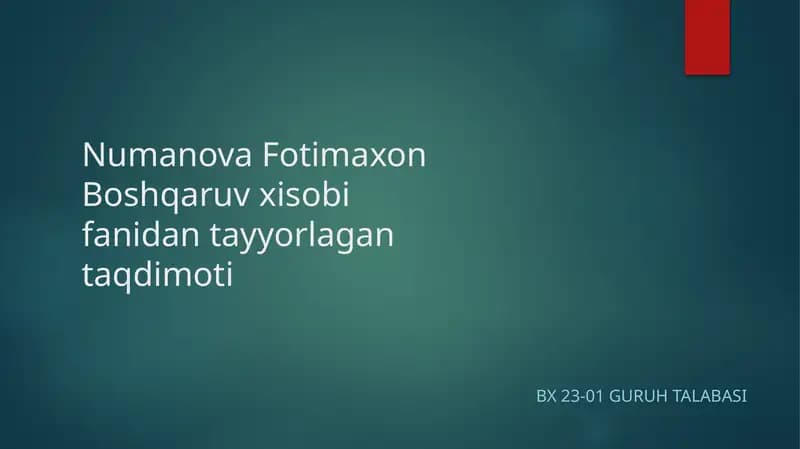 Boshqaruv hisobi fanidam