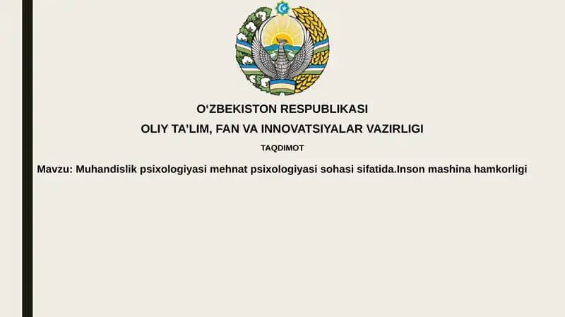Muhandislik Psixologiyasi va Mehnat Psixologiyasi