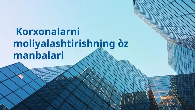 Korxonalarni moliyalashtirishning òz manbalari
