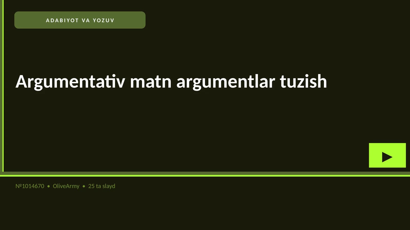 Argumentativ matn argumentlar tuzish