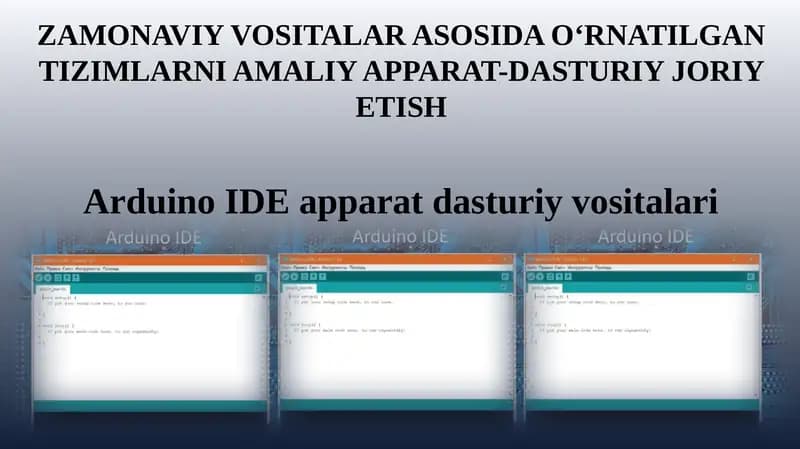 ZAMONAVIY VOSITALAR ASOSIDA O‘RNATILGAN TIZIMLARNI AMALIY APPARAT-DASTURIY JORIY ETISH