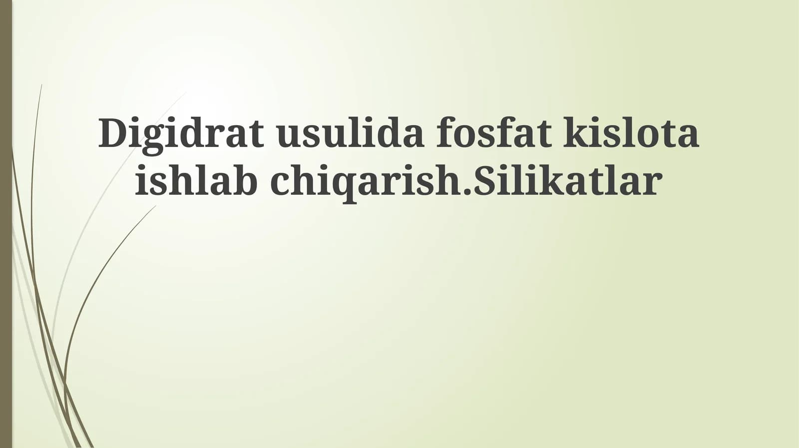 Dihidrat Metodi Yordamida Fosfat Kislotasini Ishlab Chiqarish
