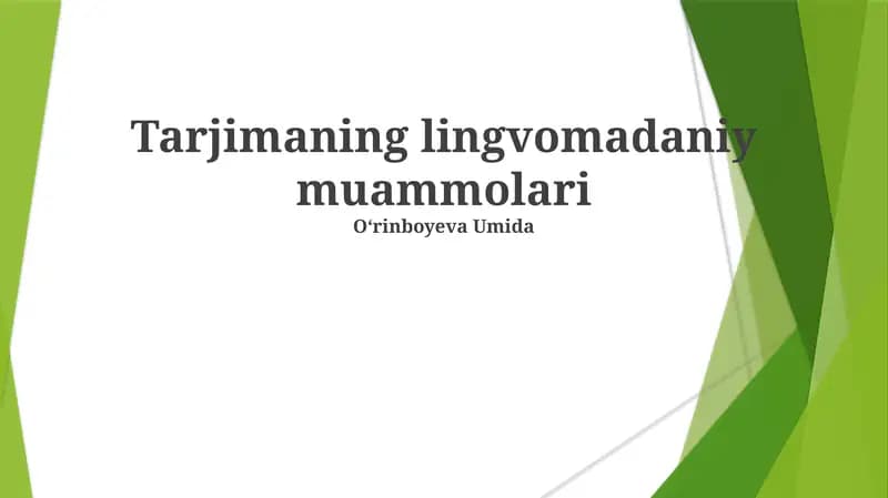 Tarjimaning lingvomadaniy muammolari