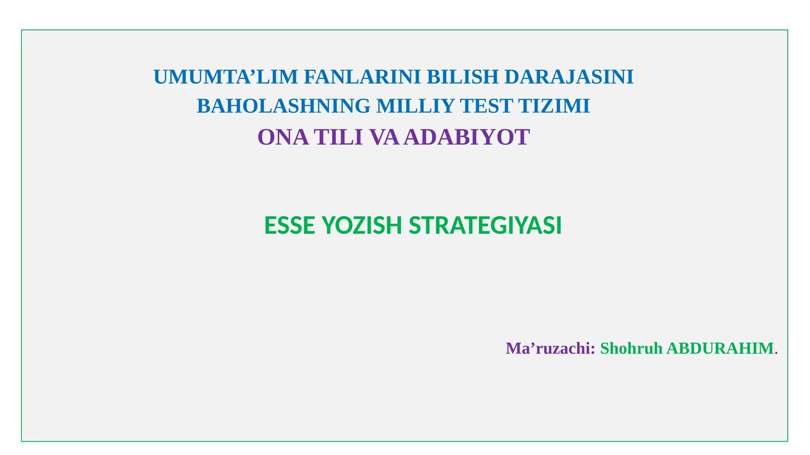 ESSE YOZISH STRATEGIYASI