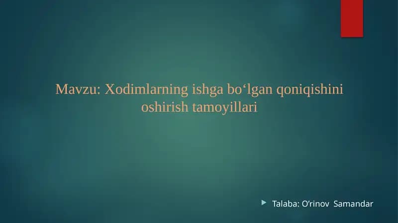 Xodimlarning ishga bo‘lgan qoniqishi ni o'shiring va tamoyillari