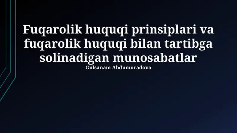 Mulk huquqi va boshqa ashyoviy huquqlar