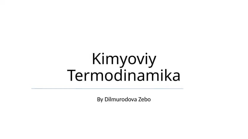 Kimyoviy Termodinamika