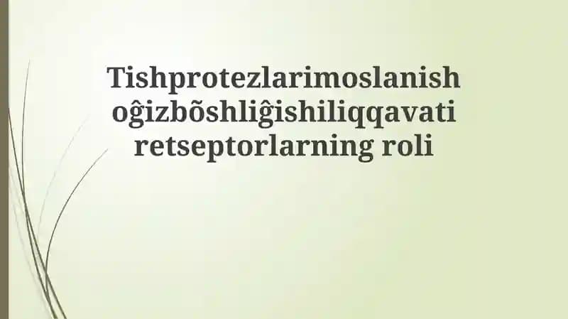 Tish Protezlari va Og'iz Bo'shlig'i Shilliq Qavati