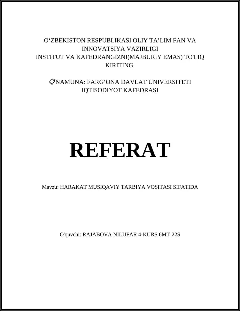HARAKAT MUSIQAVIY TARBIYA VOSITASI SIFATIDA