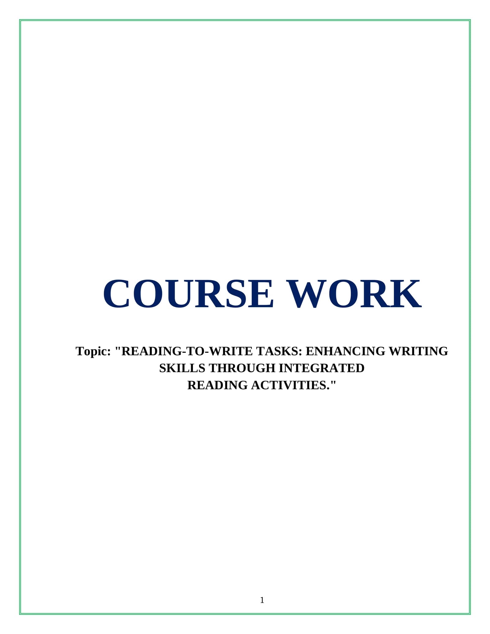 READING-TO-WRITE TASKS: ENHANCING WRITING SKILLS THROUGH INTEGRATED READING ACTIVITIES