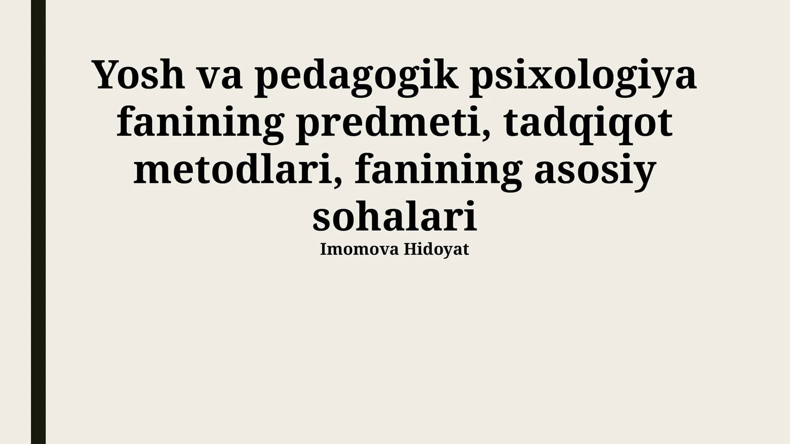 Yosh va pedagogik psixologiya