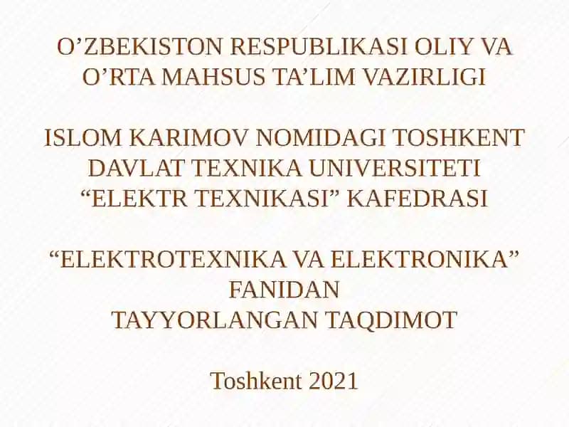 ASINXRON MOTORNING MEXANIK XARAKTERISTIKASI