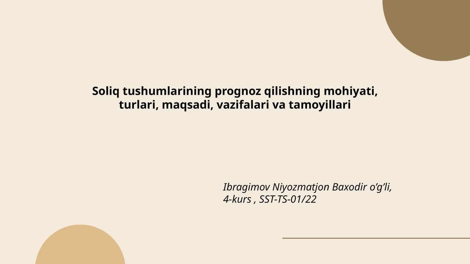Soliq tushumlarining prognoz qilishning mohiyati