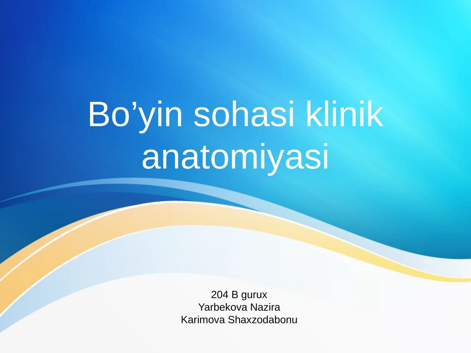 Bo’yin sohasi klinika anatomiyasi