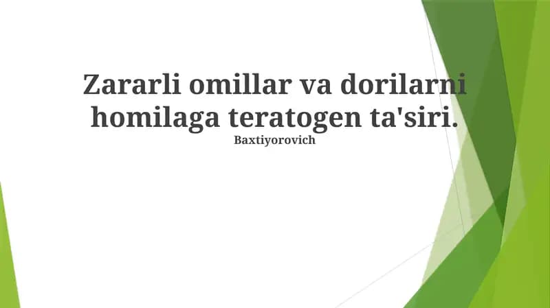 Teratogenlar: Tasnifi va Mexanizmlari
