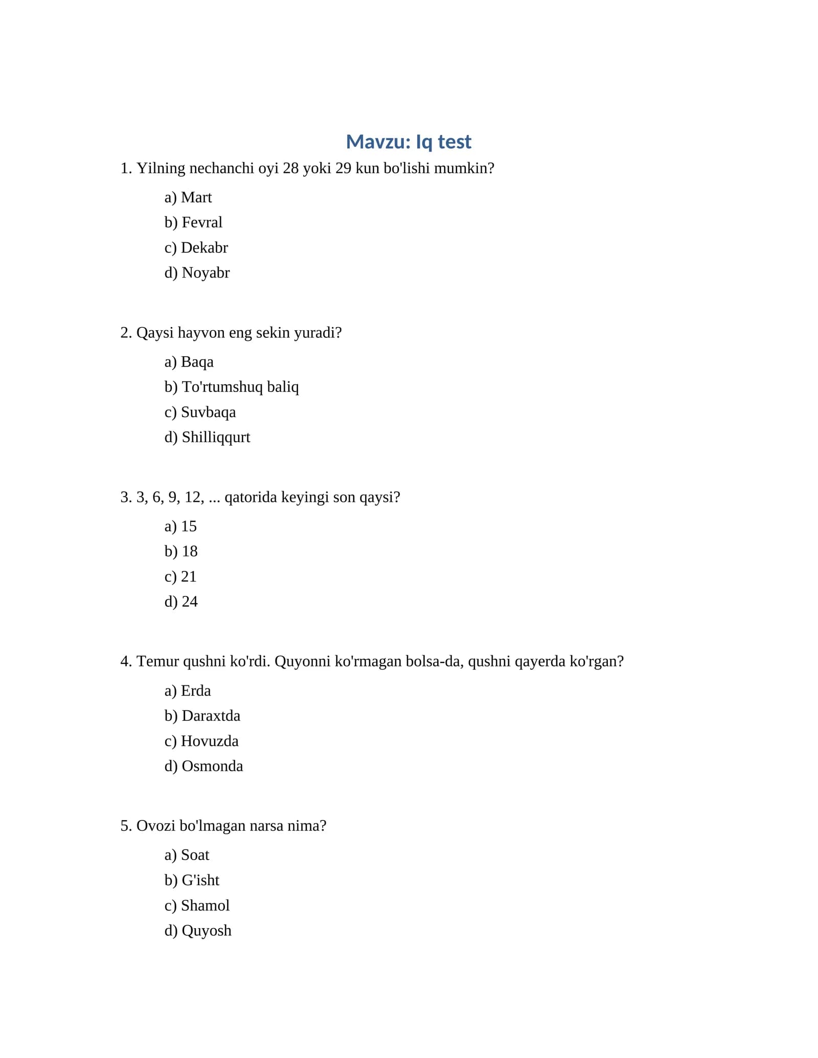 Iq test