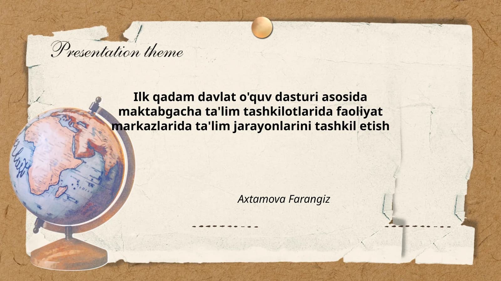 Ilk qadam davlat o'quv dasturi asosida maktabgacha ta'lim tashkilotlarida faoliyat markazlarida ta'lim jarayonlarini tashkil etish