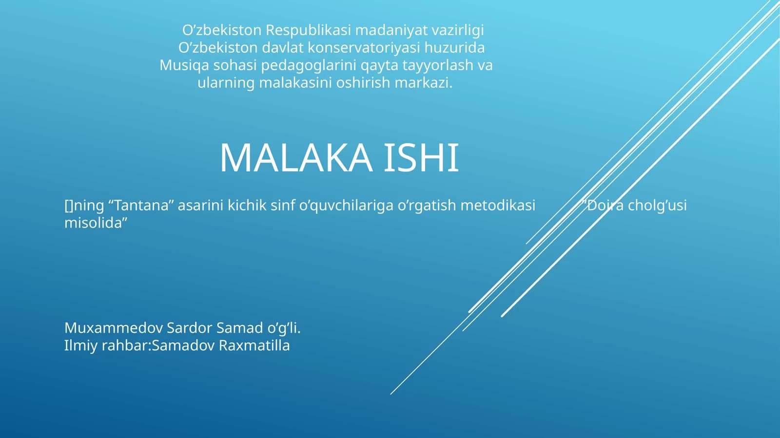 Tantana asarini kichik sinf o'quvchilariga o'rgatish metodikasi