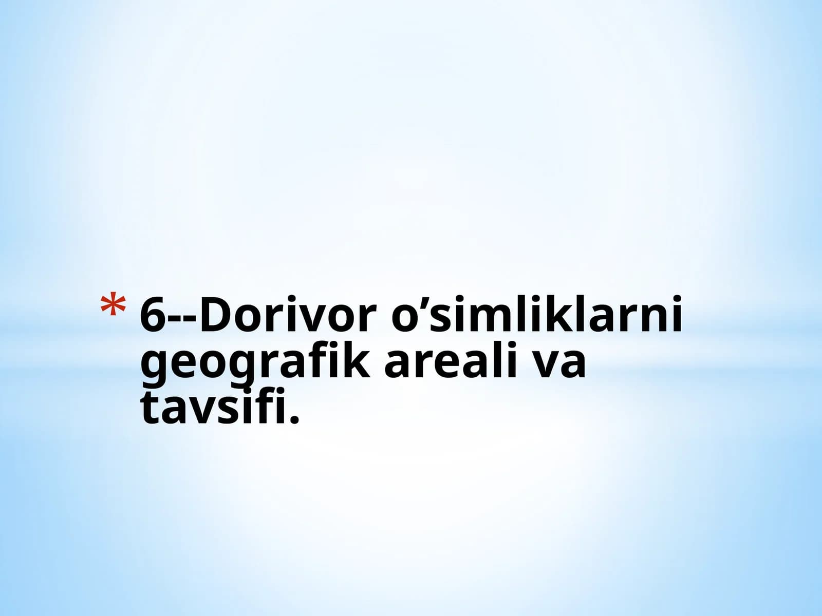 O'simliklar Geografik Tavsifi