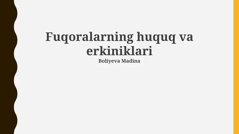 Fuqoralarning huquq va erkiniklari