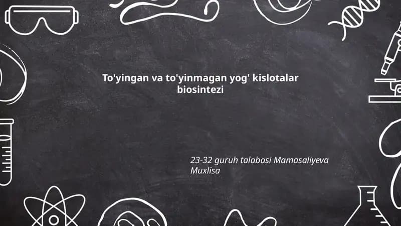 To'yingan va to'yinmagan yog' kislotalar biosintezi